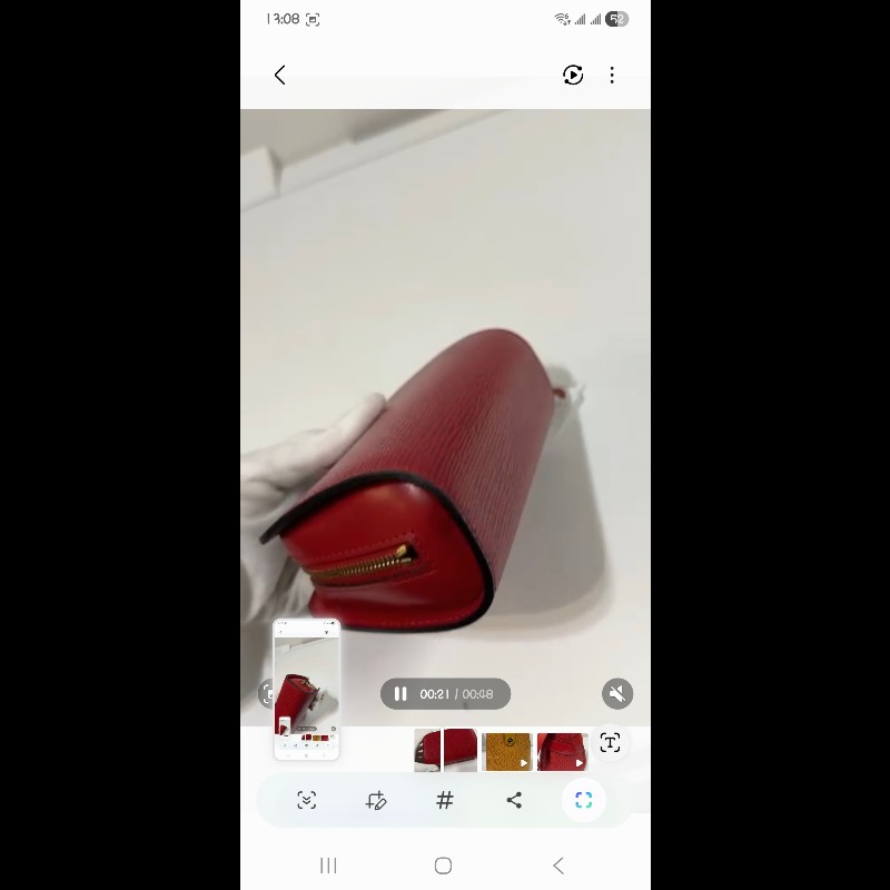 LV 中古水波紋紅色Pouch-4