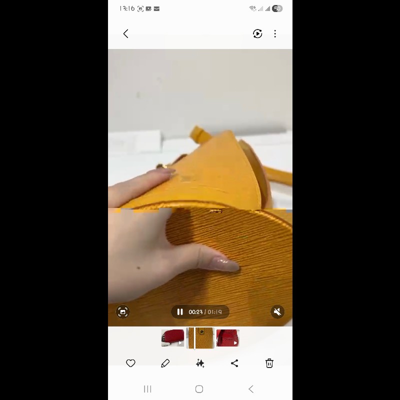 LV 中古黃色水波紋側背袋-3