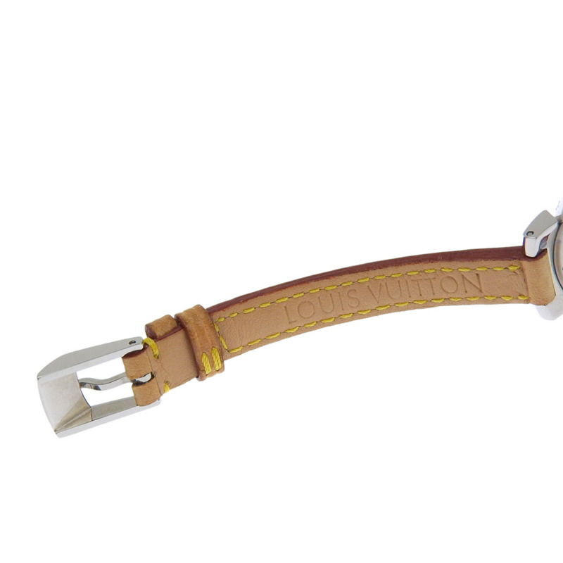 路易威登 Tambour Q1211 女士腕錶,不鏽鋼錶殼搭配皮革錶帶,石英機芯,指針式顯示,棕色錶盤-6