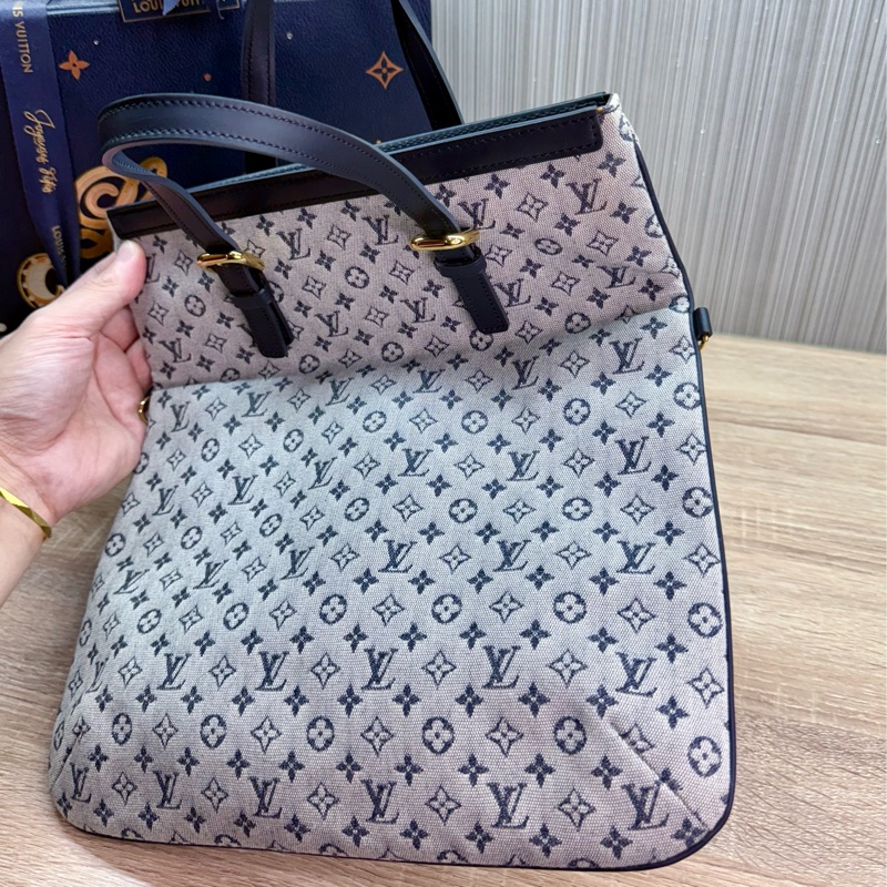 LV M92208 藍色單寧牛仔手提兩用琴譜包托特包-11