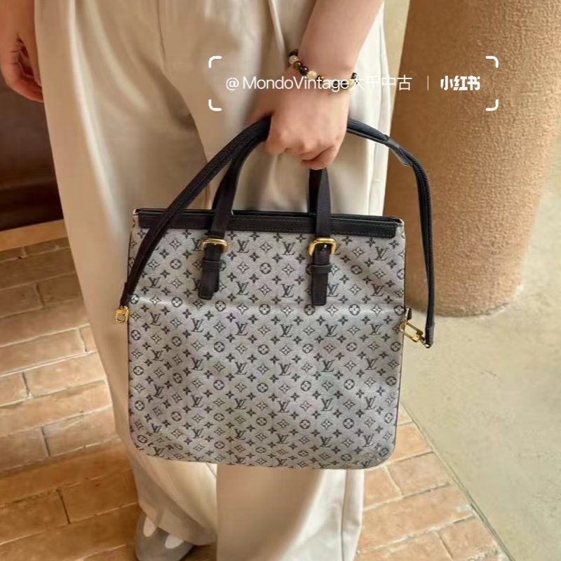 LV M92208 藍色單寧牛仔手提兩用琴譜包托特包-32