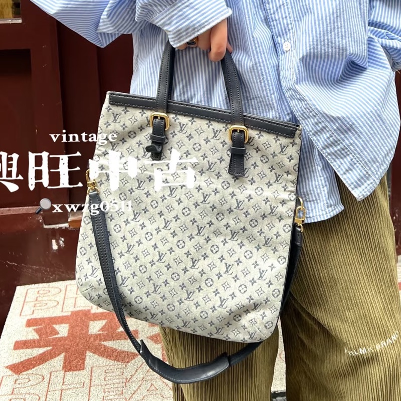 LV M92208 藍色單寧牛仔手提兩用琴譜包托特包-33