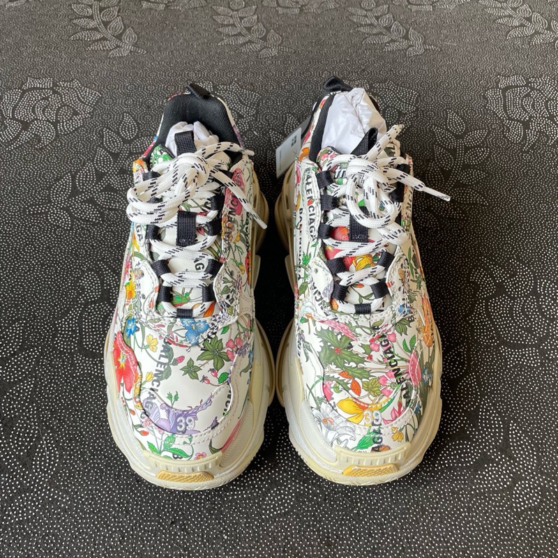 99新未使用過01917 巴黎世家triple x gucci花卉老爹鞋39碼-0