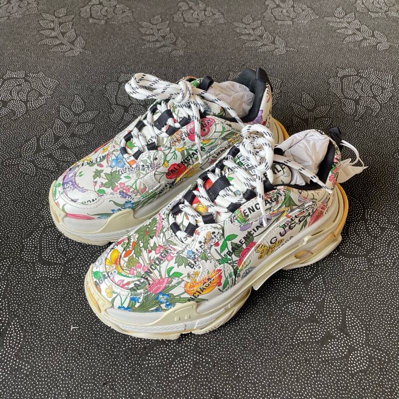 99新未使用過01917 巴黎世家triple x gucci花卉老爹鞋39碼-1