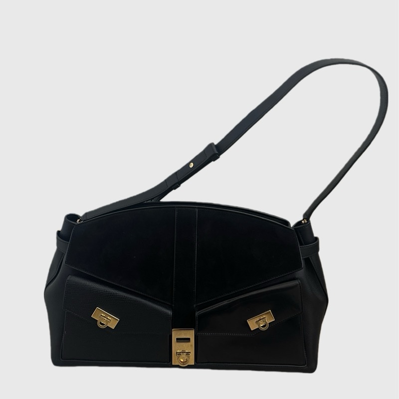 近全新 Ferragamo｜SS25 Large Hug Clutch Bag 大號 2 用肩背擁抱包-0