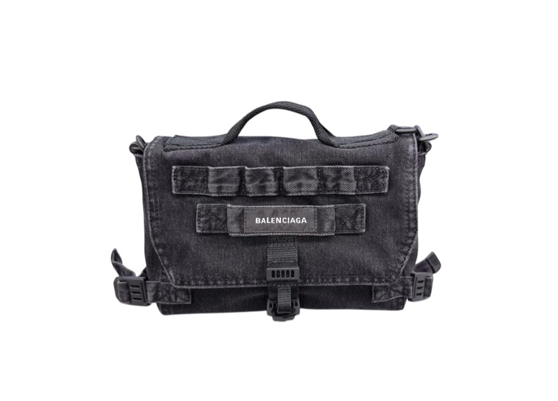 Balenciaga - Army 黑色牛仔斜背郵差包-2