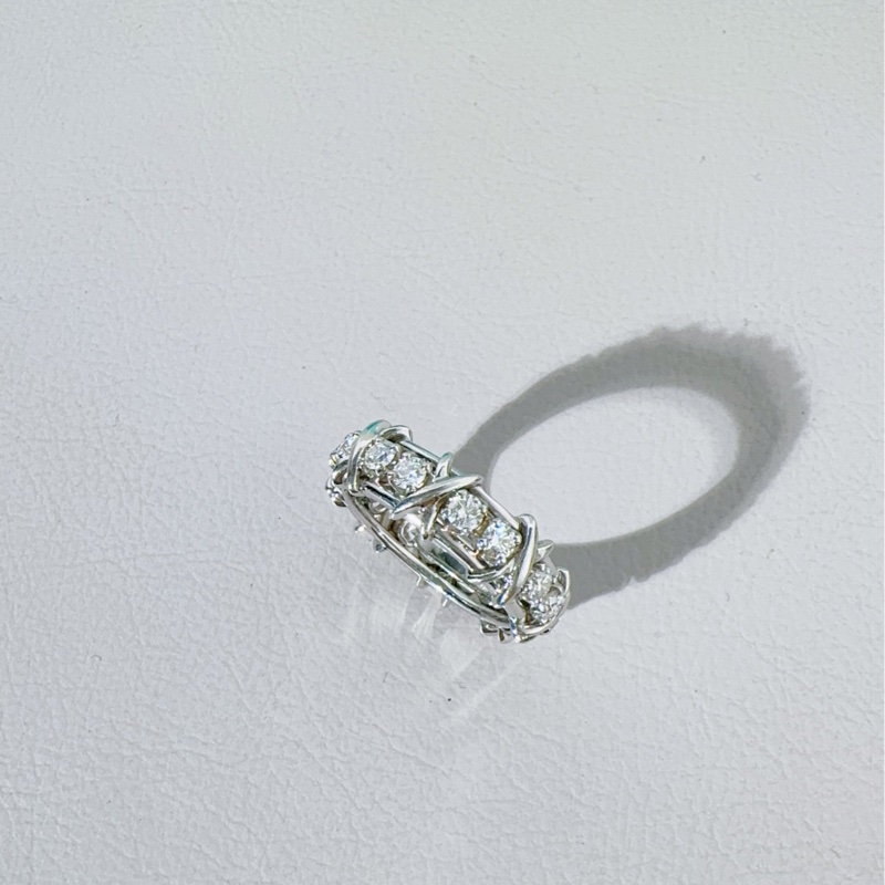 Tiffany蒂芙尼 Jean Schlumberger by Tiffany系列 Sixteen Stone 鉑金十六石戒指,54碼,新版 Pt950鉑金鑲鑽-5