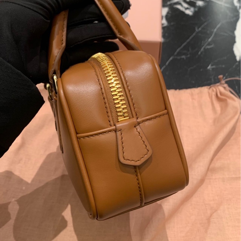 未使用过，Miu Miu/繆繆 乾邑色Arcadie皮革手袋 ，小號焦糖色保齡球包，手提包單肩-5