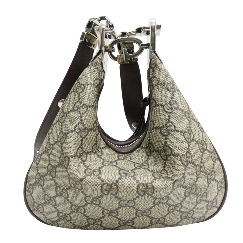 烏木色 雙G LOGO Supreme帆布 肩背包【GUCCI 古馳】 699409-1