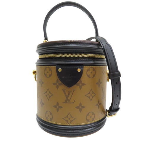 棕色 原花 PVC帆布 黑色 牛皮飾邊 Reverse Cannes 兩用包【LOUIS VUITTON LV 路易威登】 M43986