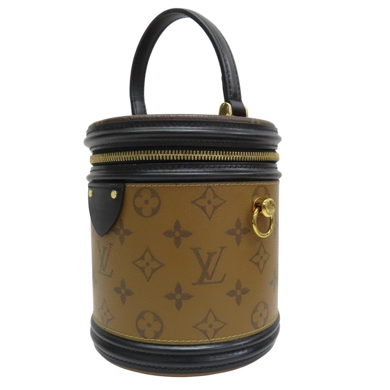 棕色 原花 PVC帆布 黑色 牛皮飾邊 Reverse Cannes 兩用包【LOUIS VUITTON LV 路易威登】 M43986-2