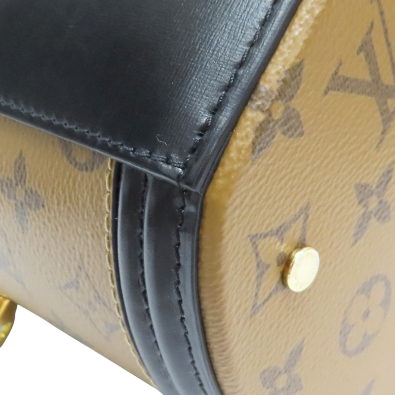 棕色 原花 PVC帆布 黑色 牛皮飾邊 Reverse Cannes 兩用包【LOUIS VUITTON LV 路易威登】 M43986-11