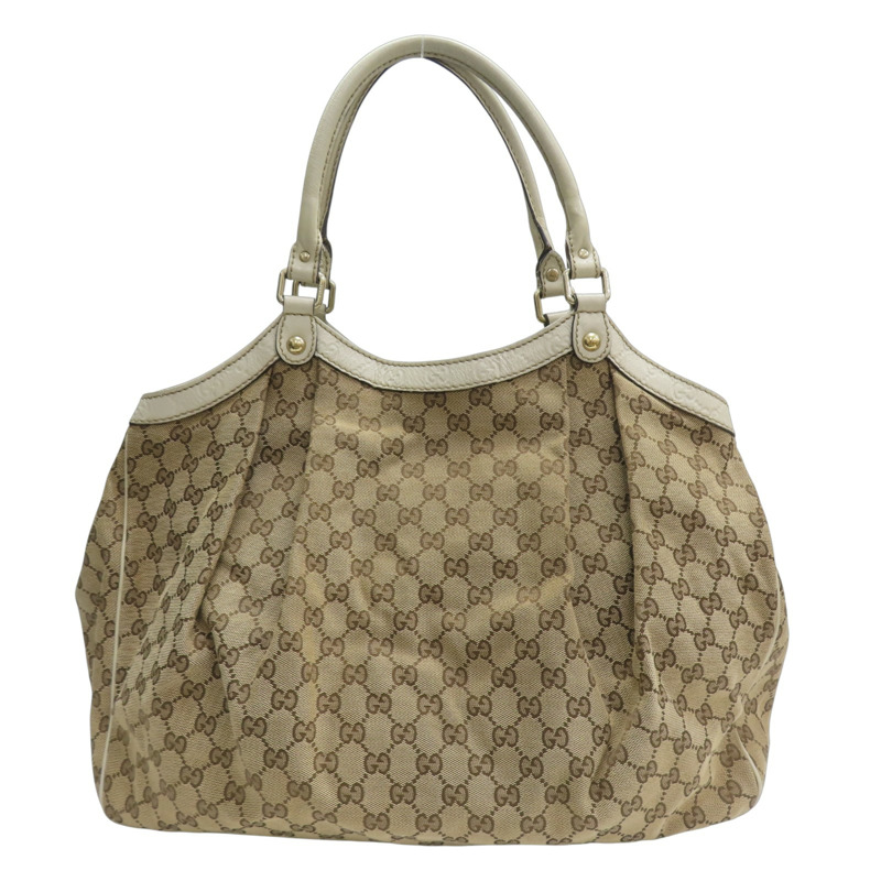 米色 緹花帆布 手提包【GUCCI 古馳】 211943-1