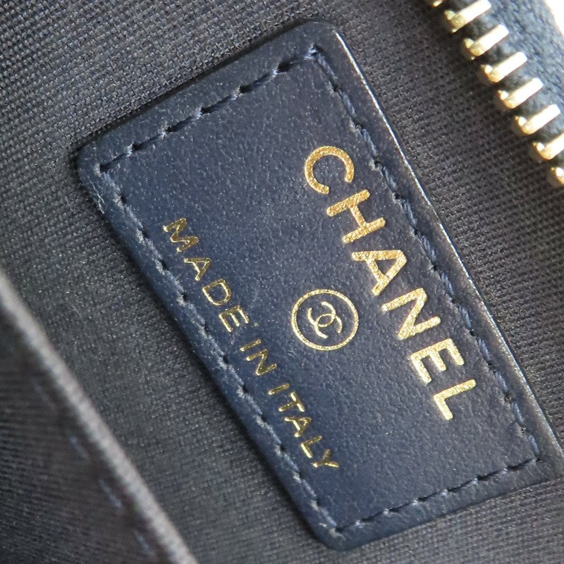 深藍色 牛皮 卡夾 零錢包 A70050 (無卡)【CHANEL 香奈兒】 A70050-6