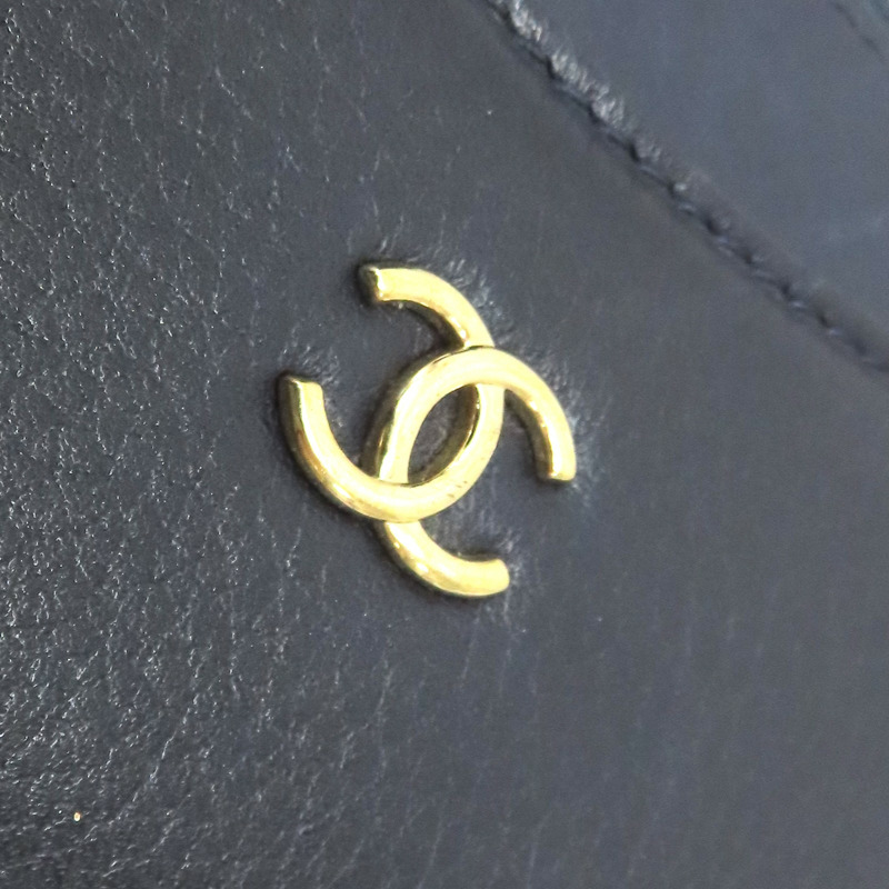 深藍色 牛皮 卡夾 零錢包 A70050 (無卡)【CHANEL 香奈兒】 A70050-8