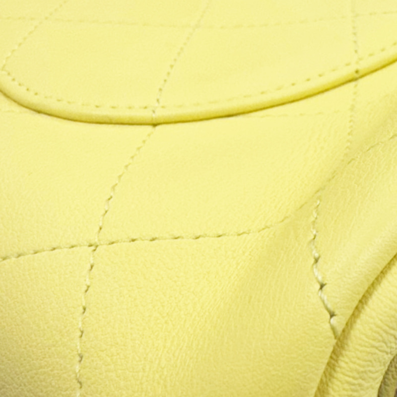 黃色 牛皮 鏈帶兩用包 銀釦【CHANEL 香奈兒】 AS0577-13