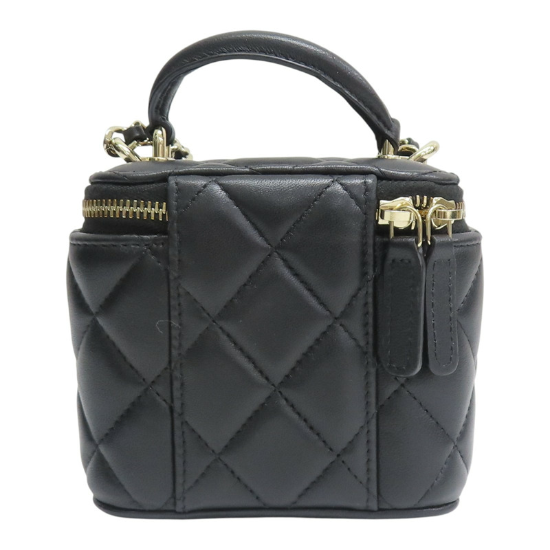 黑色 菱格紋 牛皮 mini vanity bag 鍊帶 肩背包【CHANEL 香奈兒】 AP4934-1