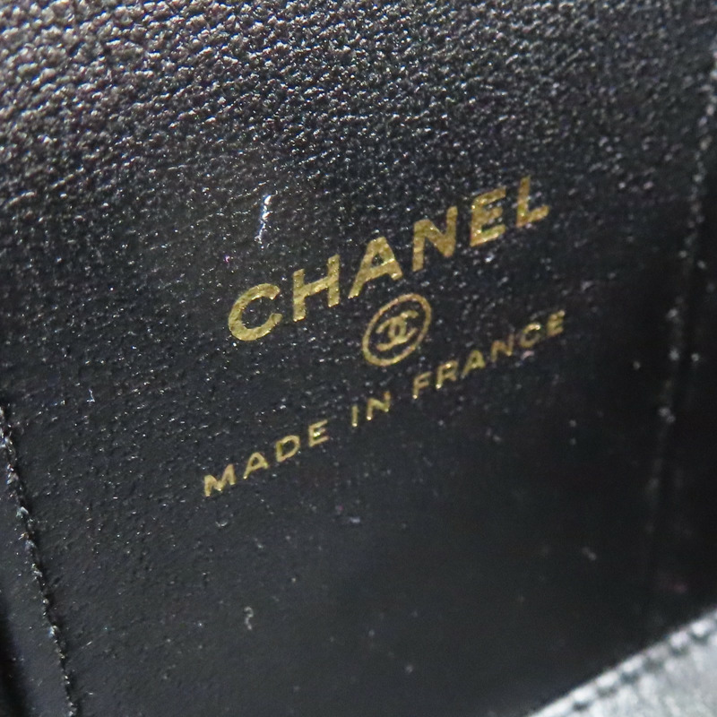 黑色 菱格紋 牛皮 mini vanity bag 鍊帶 肩背包【CHANEL 香奈兒】 AP4934-6