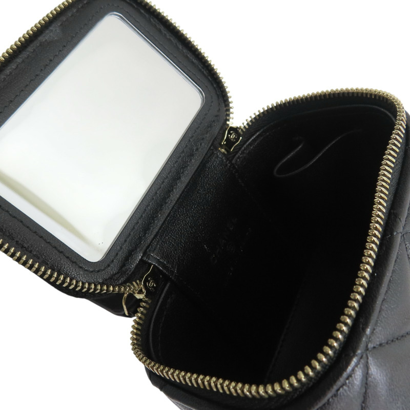 黑色 菱格紋 牛皮 mini vanity bag 鍊帶 肩背包【CHANEL 香奈兒】 AP4934-8