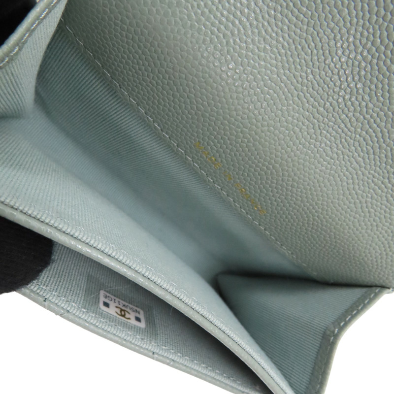 灰綠色 荔枝紋 牛皮 零錢包 卡夾【CHANEL 香奈兒】-5