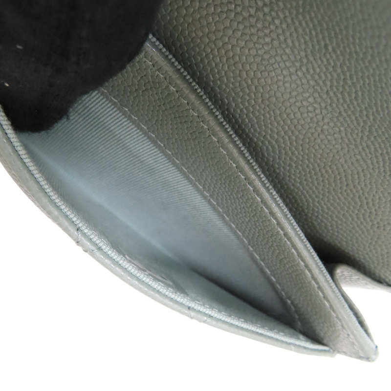 灰綠色 荔枝紋 牛皮 零錢包 卡夾【CHANEL 香奈兒】-6