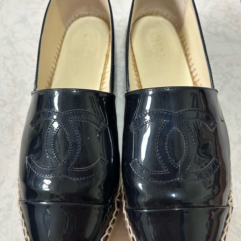 香奈兒 漆皮草編鞋-0