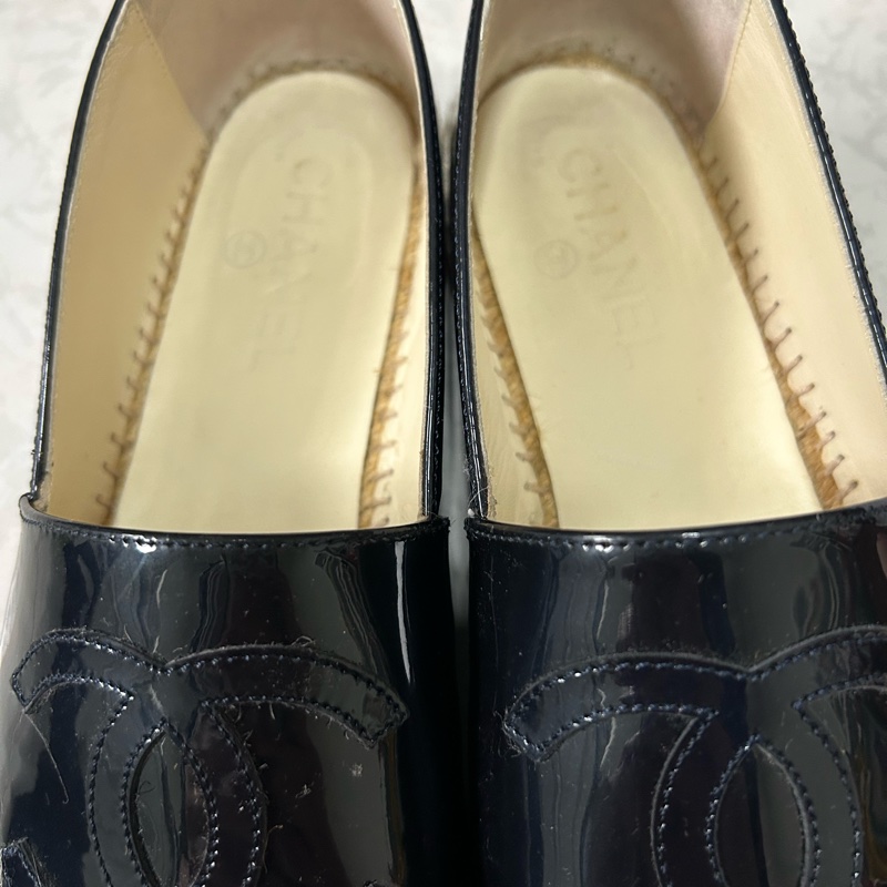 香奈兒 漆皮草編鞋-1