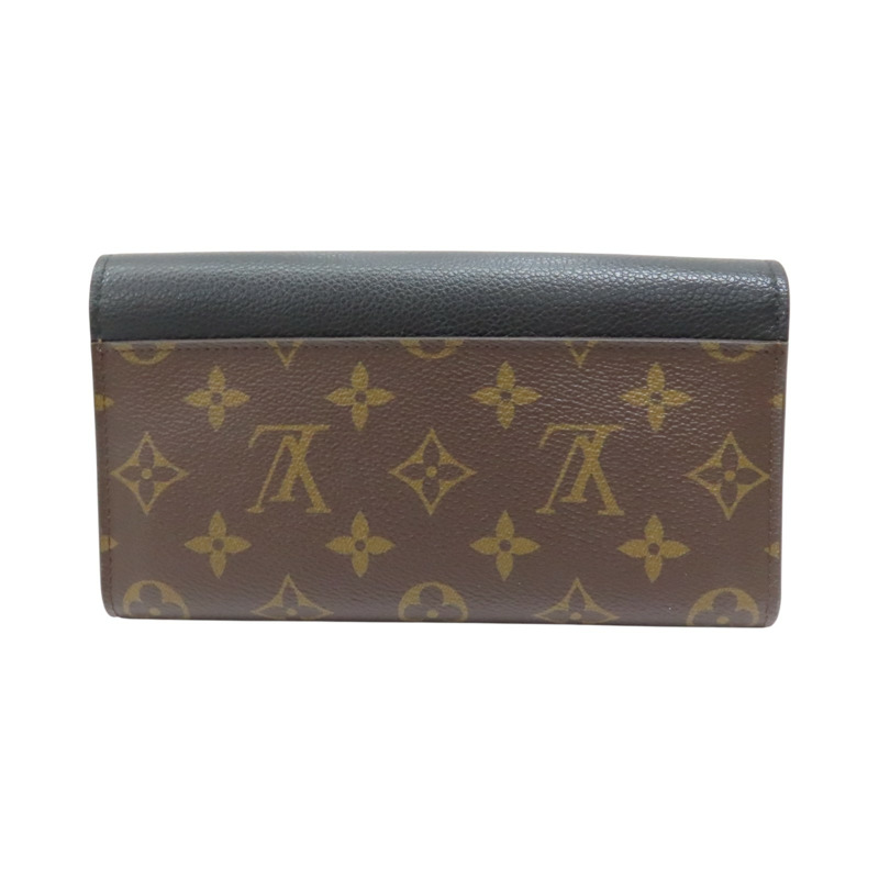 棕/黑色 原花帆布 金扣 兩折長夾 M61835【LOUIS VUITTON LV 路易威登】 M61835-1