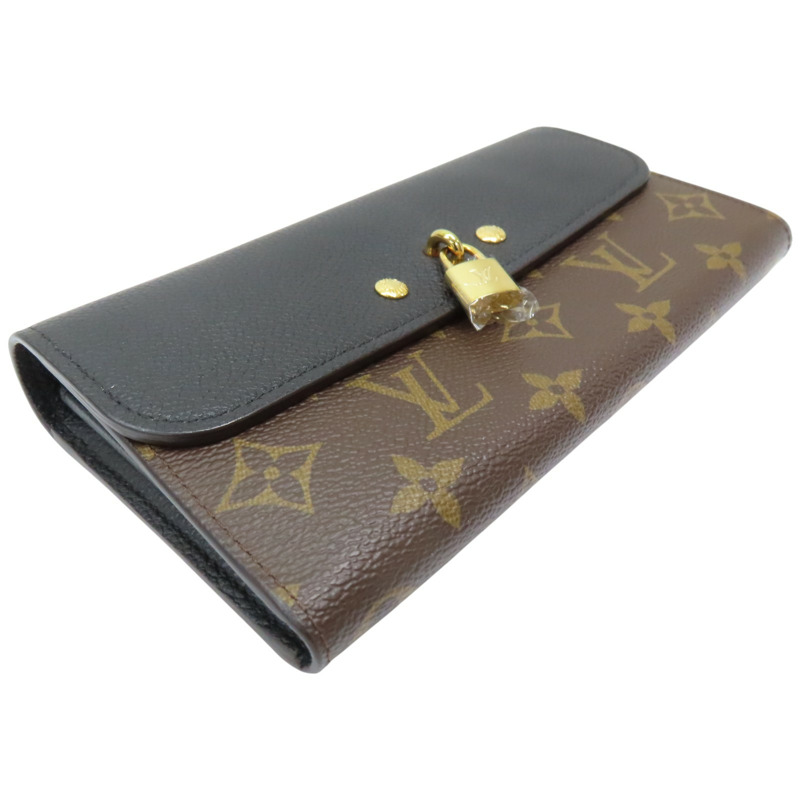 棕/黑色 原花帆布 金扣 兩折長夾 M61835【LOUIS VUITTON LV 路易威登】 M61835-2
