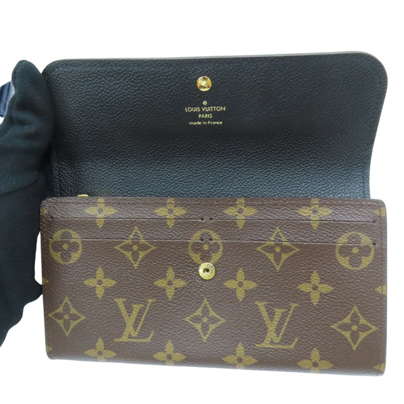 棕/黑色 原花帆布 金扣 兩折長夾 M61835【LOUIS VUITTON LV 路易威登】 M61835-4