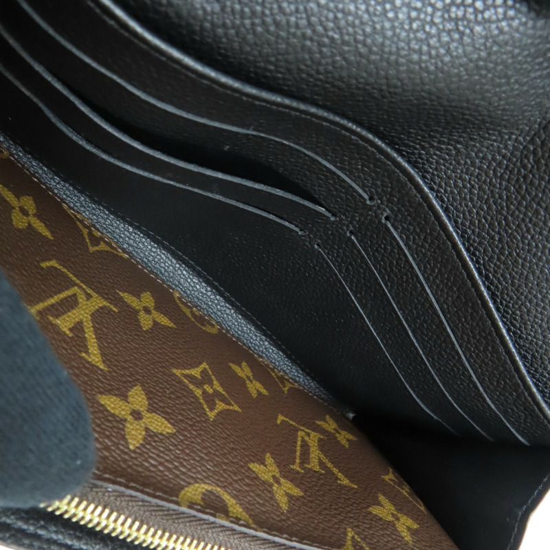 棕/黑色 原花帆布 金扣 兩折長夾 M61835【LOUIS VUITTON LV 路易威登】 M61835-7