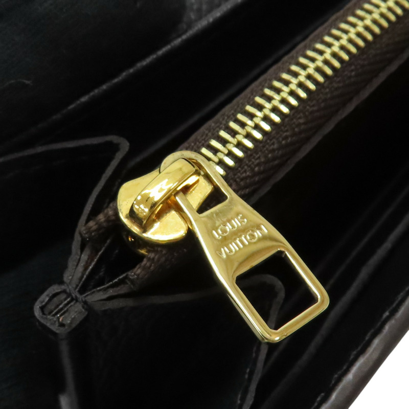 棕/黑色 原花帆布 金扣 兩折長夾 M61835【LOUIS VUITTON LV 路易威登】 M61835-14