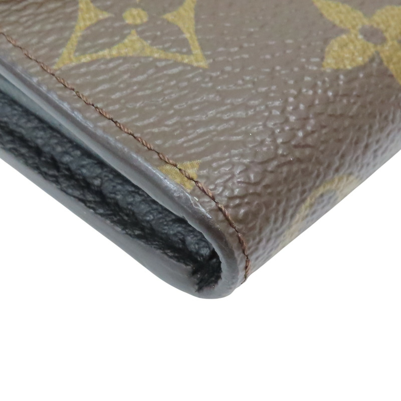 棕/黑色 原花帆布 金扣 兩折長夾 M61835【LOUIS VUITTON LV 路易威登】 M61835-15