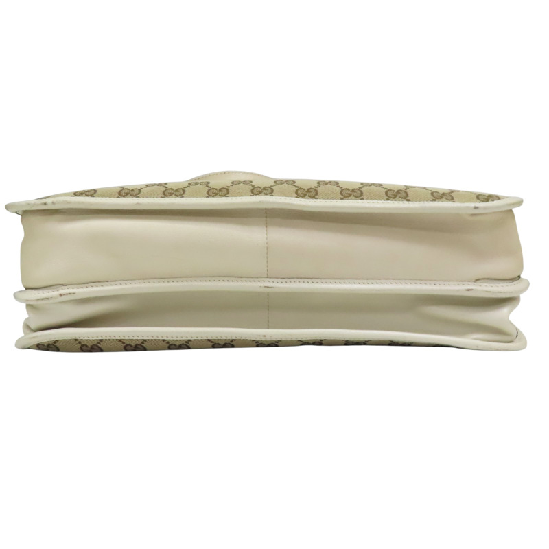 白色 緹花帆布 1955 Horsebit 肩背包【GUCCI 古馳】 621144-3