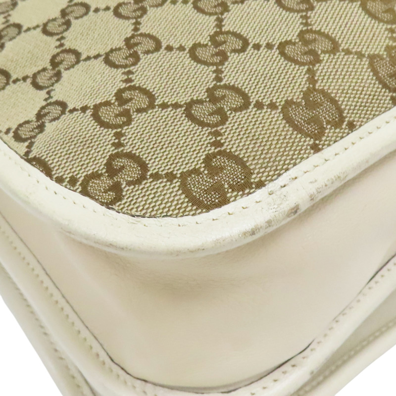 白色 緹花帆布 1955 Horsebit 肩背包【GUCCI 古馳】 621144-11