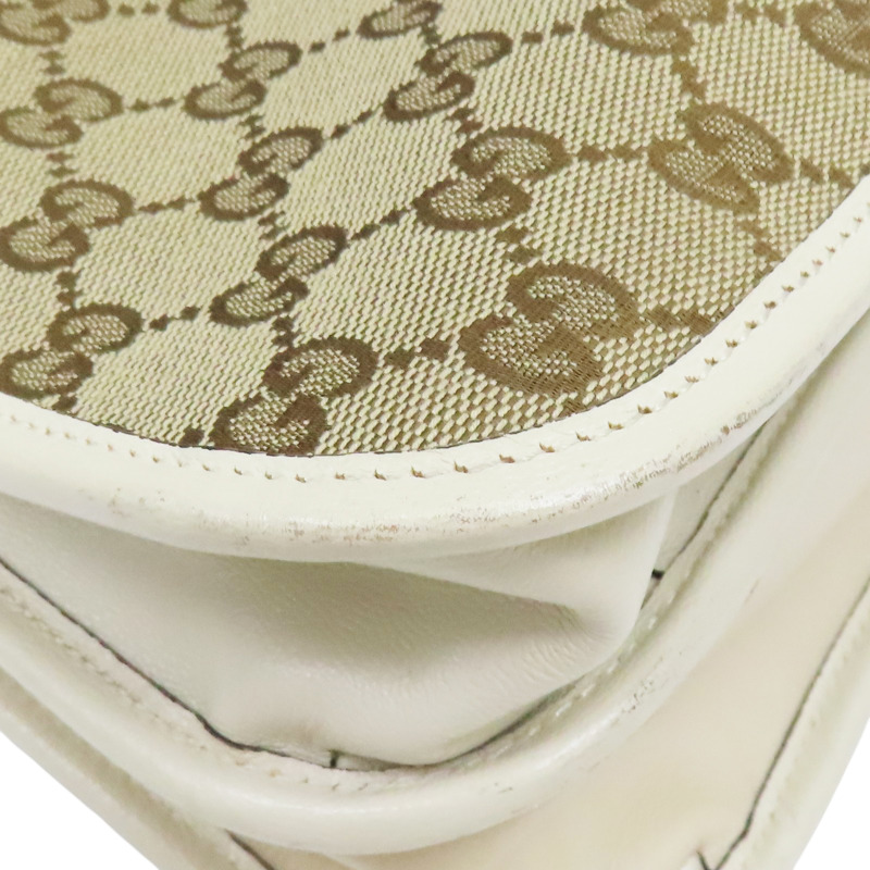 白色 緹花帆布 1955 Horsebit 肩背包【GUCCI 古馳】 621144-13