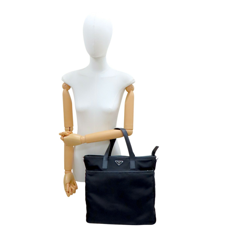 黑色 尼龍帆布 Re-Nylon Tote Bag 兩用包【PRADA 普拉達】 2VG033-10