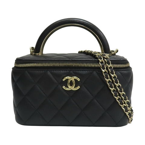 黑色 菱格紋 Top Handle Vanity 化妝箱 肩背包【CHANEL 香奈兒】