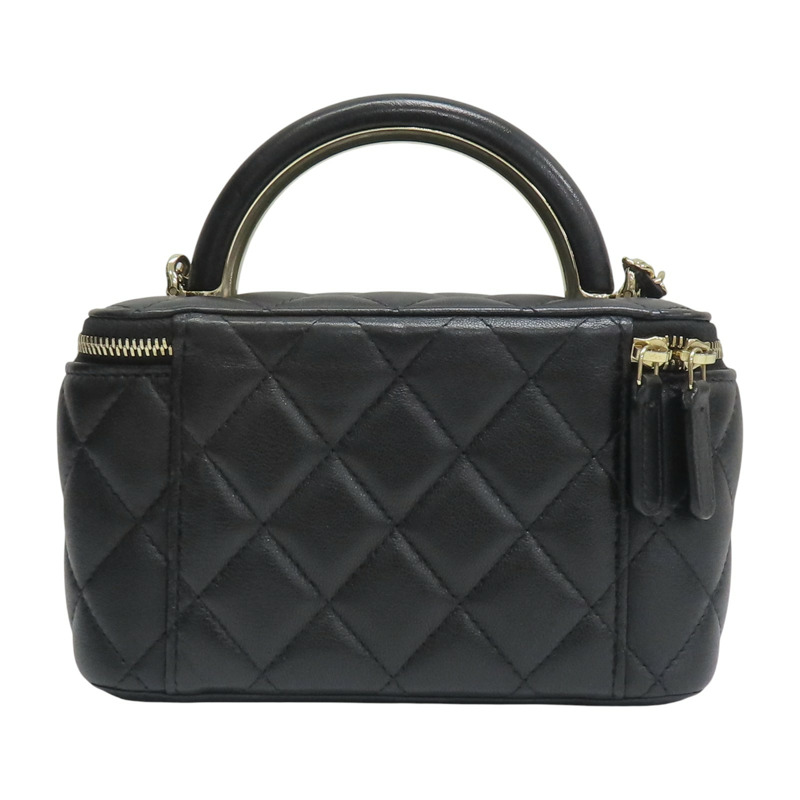 黑色 菱格紋 Top Handle Vanity 化妝箱 肩背包【CHANEL 香奈兒】-1