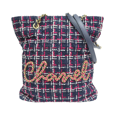 藍色 毛呢編織 手提包【CHANEL 香奈兒】