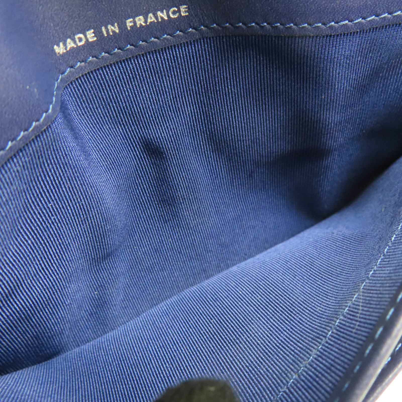 藍色羊皮 菱格紋 兩折 長夾 無卡【CHANEL 香奈兒】-5