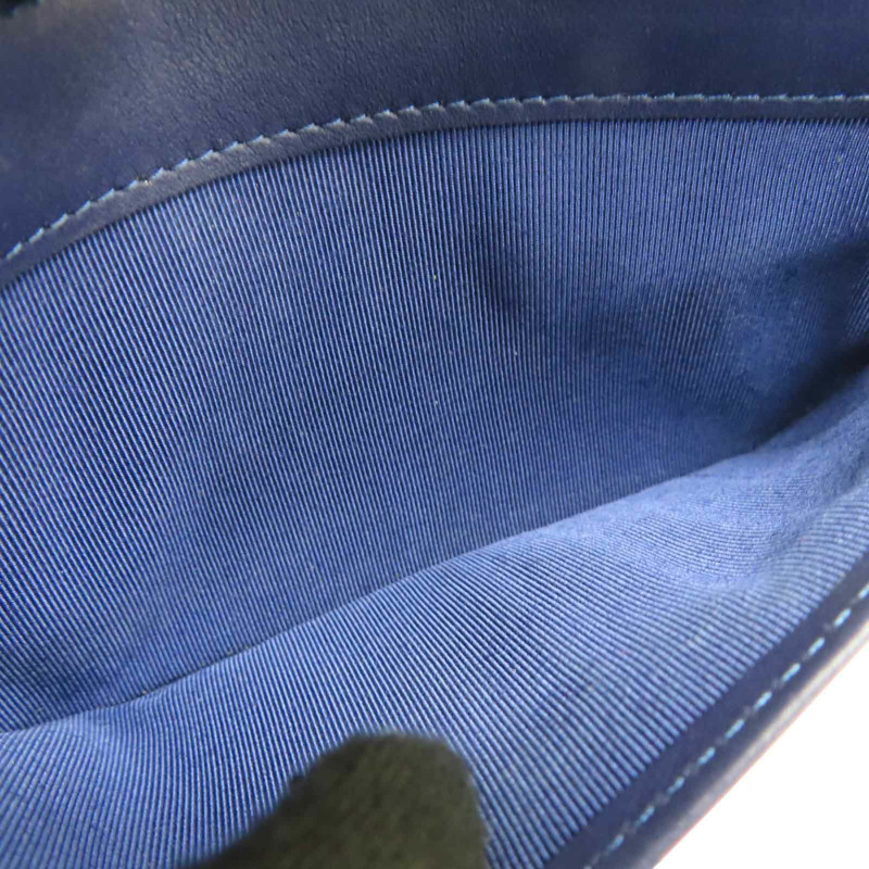 藍色羊皮 菱格紋 兩折 長夾 無卡【CHANEL 香奈兒】-6