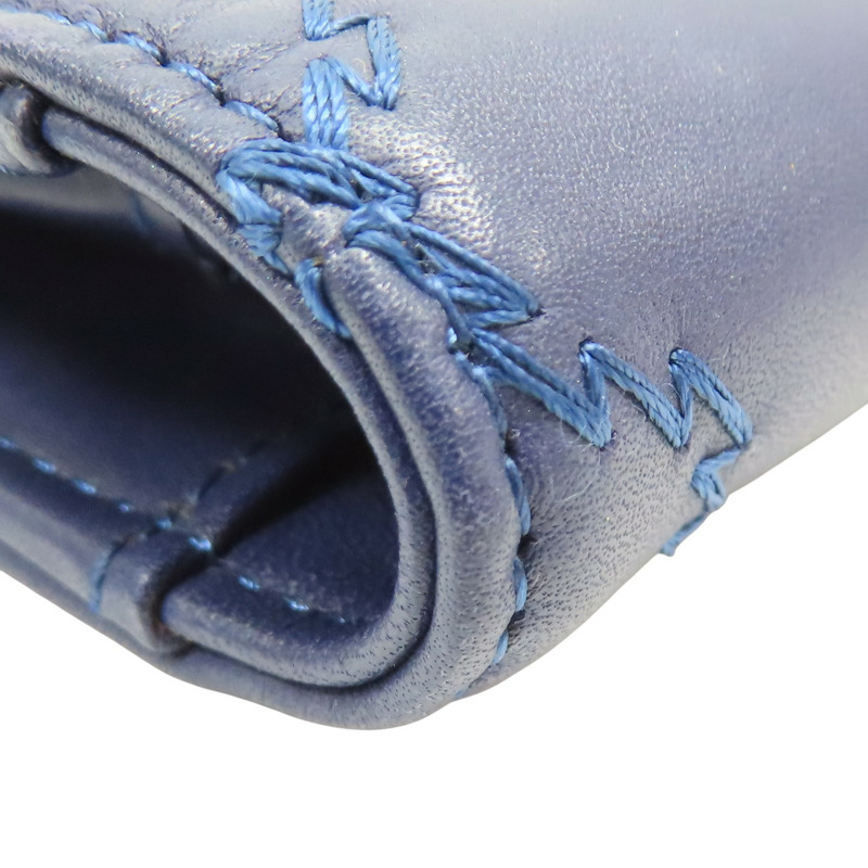 藍色羊皮 菱格紋 兩折 長夾 無卡【CHANEL 香奈兒】-14