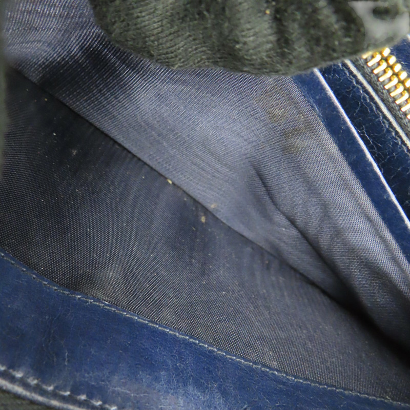 藍色 格紋壓紋 皮革 拉鍊長夾【PRADA 普拉達】-7