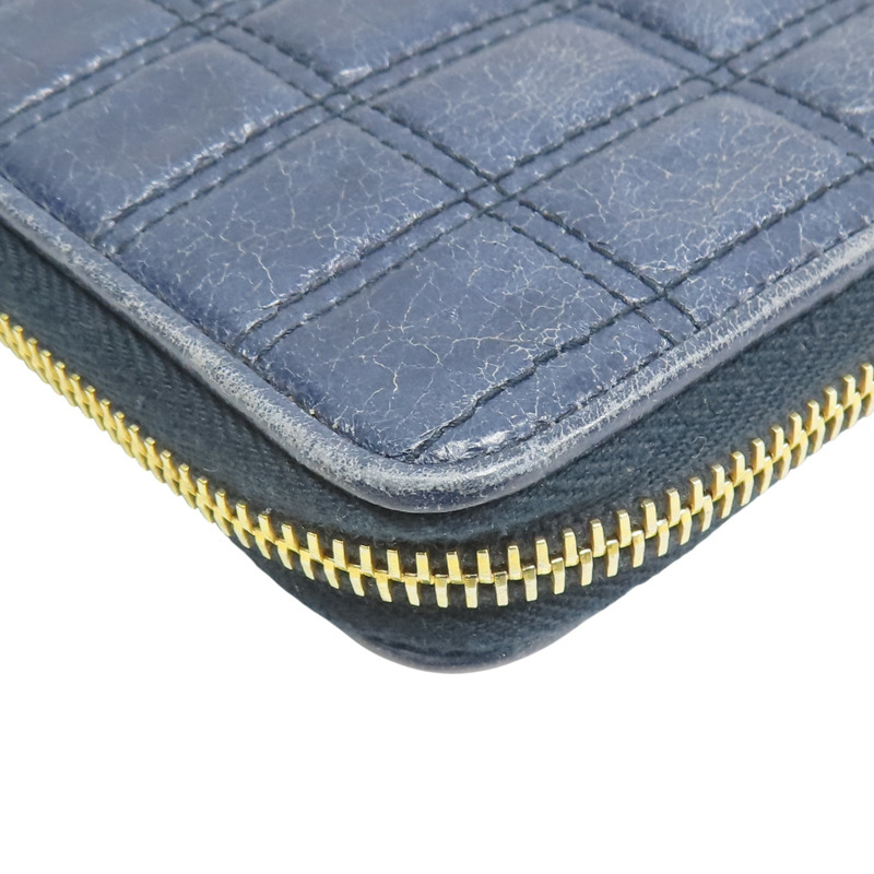 藍色 格紋壓紋 皮革 拉鍊長夾【PRADA 普拉達】-14