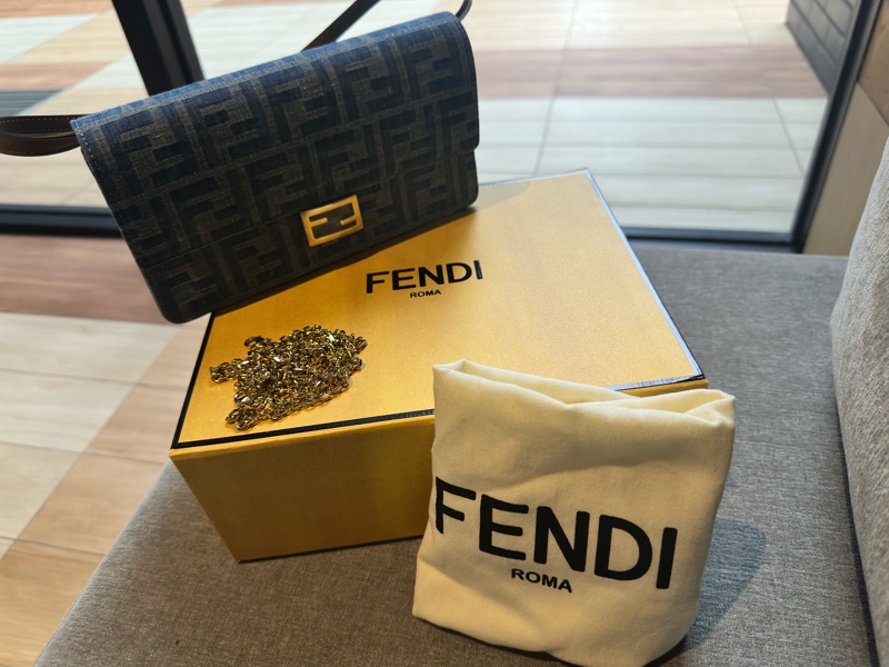 Fendi baguette 刺繡單寧WOC鏈條肩背兩用WOC-1