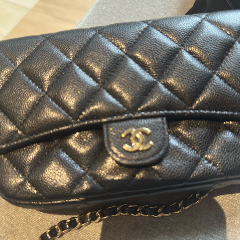 Chanel黑金荔枝皮  芯片手機皮夾包（99新大全套）-6