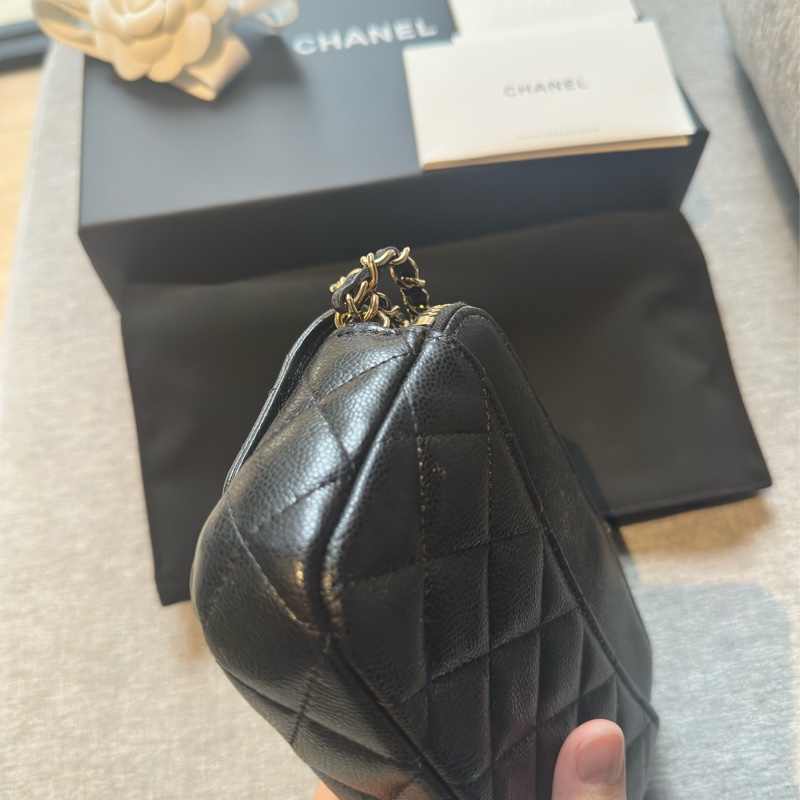 Chanel黑金荔枝皮  芯片手機皮夾包（99新大全套）-9