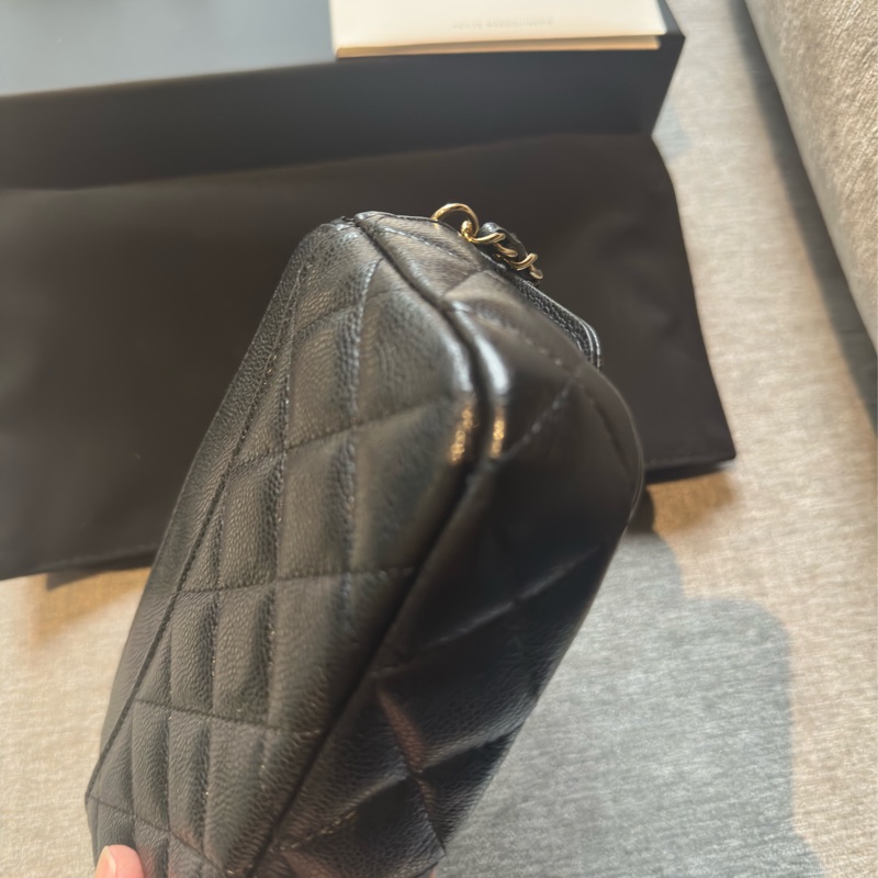 Chanel黑金荔枝皮  芯片手機皮夾包（99新大全套）-12