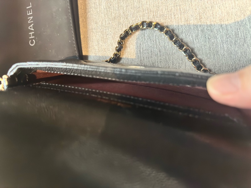 Chanel黑金荔枝皮  芯片手機皮夾包（99新大全套）-16